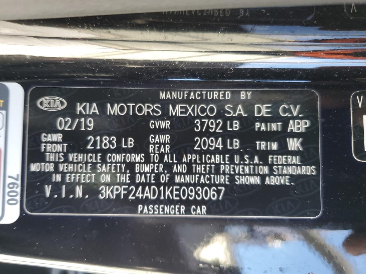 2019 KIA FORTE